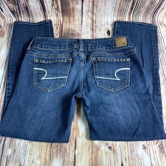 American Eagle ARTIST Size 4 Blue Low Rise Crop Capri Jeans Denim Pants 28x24 - Picture 2 of 9